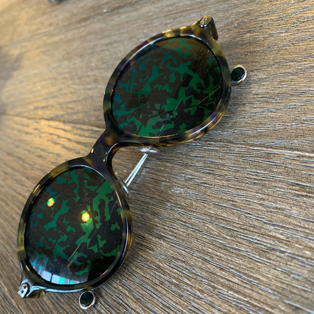 Dior Yellow Havana/Green Mirrored OX8TW Umbrage Round Sunglasses